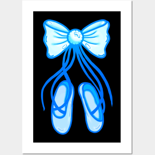 Blue Ballerina Ballet Pointe Shoes Posters and Art